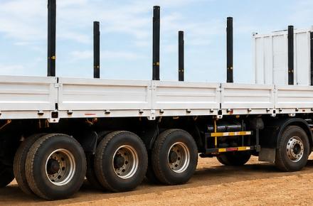 Flatbed with stanchions and mini drop side